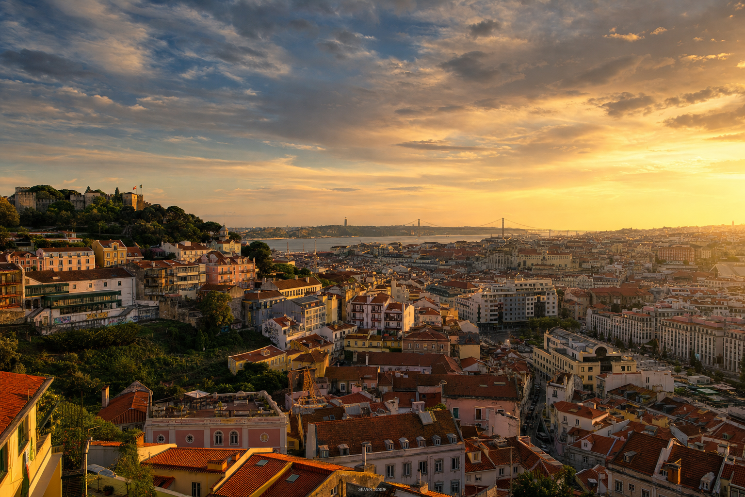 Vista panorâmica de Lisboa ao entardecer